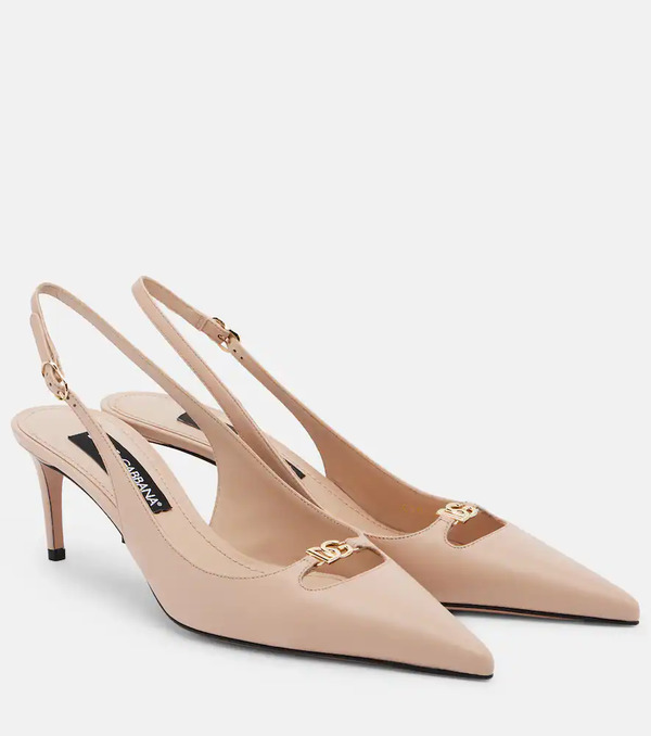  Dolce&gabbana Dolce&gabbana Lollo Dg Leather Slingback Pumps 