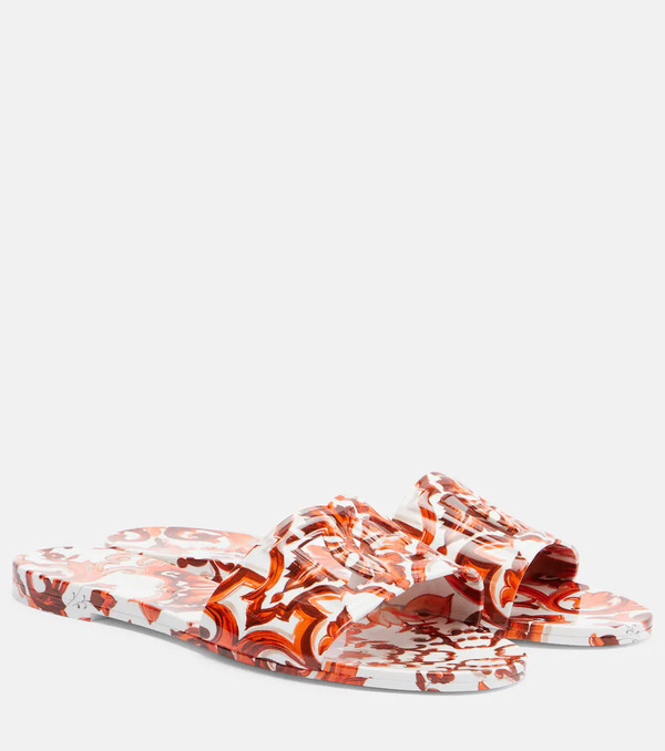  Dolce&gabbana Dolce&gabbana Majolica Dg Rubber Slides 