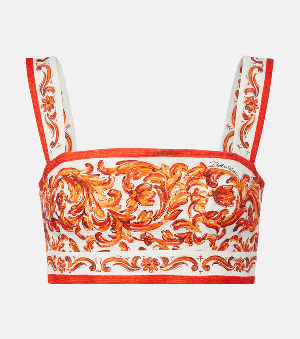  Dolce&gabbana Dolce&gabbana Majolica Printed Crop Top 