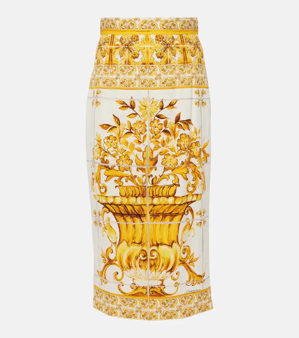  Dolce&gabbana Dolce&gabbana Majolica Silk-blend Midi Skirt 