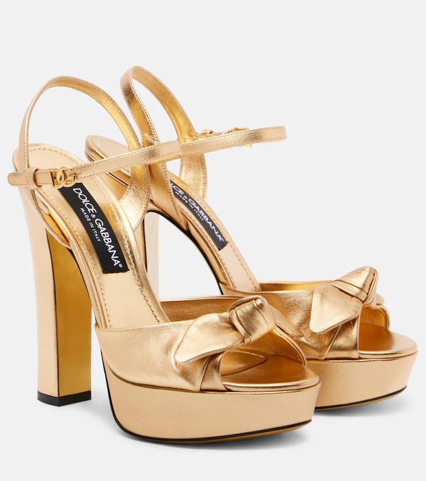  Dolce&gabbana Dolce&gabbana Metallic Leather Platform Sandal 