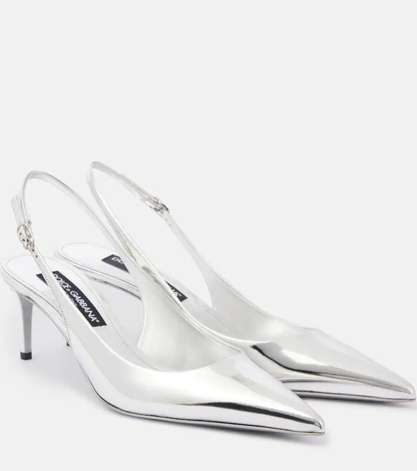  Dolce&gabbana Dolce&gabbana Metallic Leather Slingback Pumps 