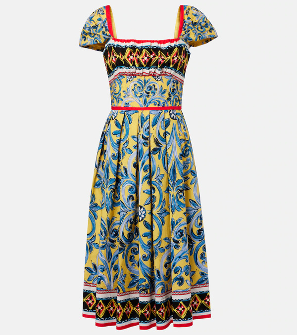  Dolce&gabbana Dolce&gabbana Pleated Printed Midi Dress 