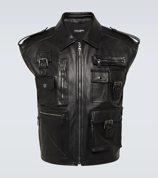  Dolce&gabbana Dolce&gabbana Pocket-detail Sleeveless Leather Jacket 