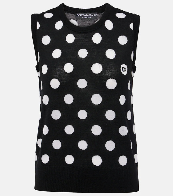  Dolce&gabbana Dolce&gabbana Polka-dot Wool And Silk Tank Top 