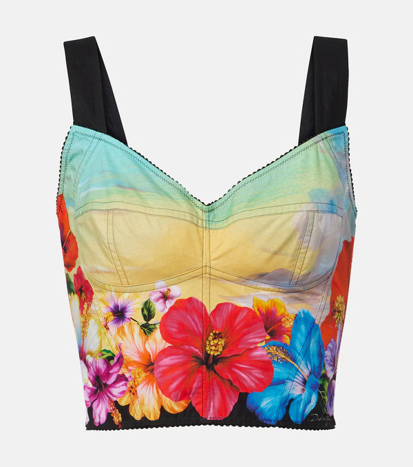  Dolce&gabbana Dolce&gabbana Printed Cotton-blend Bustier 