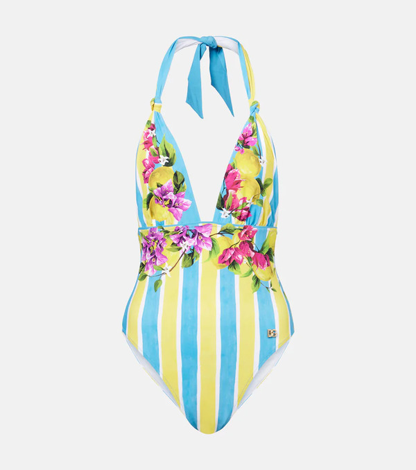  Dolce&gabbana Dolce&gabbana Printed Halterneck Swimsuit 