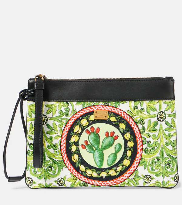  Dolce&gabbana Dolce&gabbana Printed Leather-trimmed Canvas Pouch 
