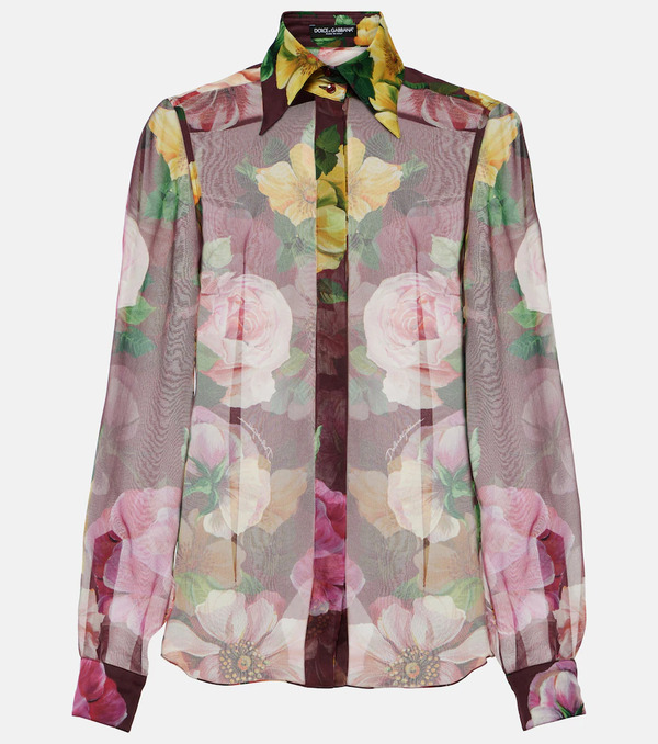  Dolce&gabbana Dolce&gabbana Printed Silk Chiffon Blouse 