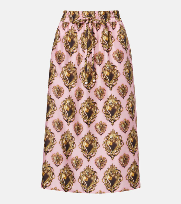  Dolce&gabbana Dolce&gabbana Printed Silk Midi Skirt 