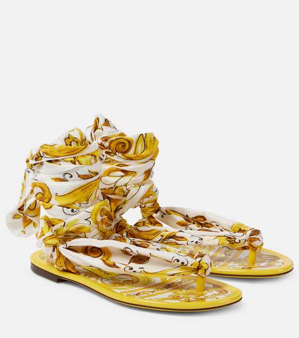  Dolce&gabbana Dolce&gabbana Printed Silk Twill Sandals 