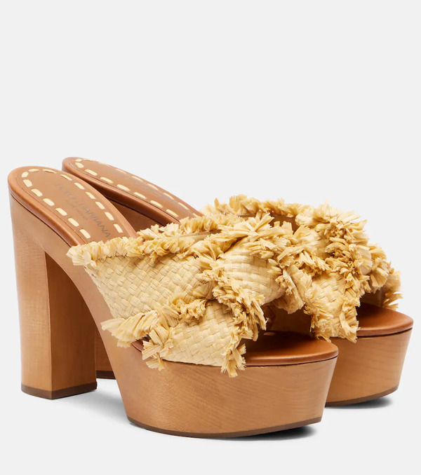  Dolce&gabbana Dolce&gabbana Raffia-effect Platform Mules 