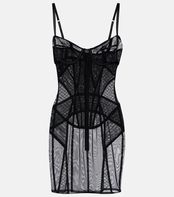  Dolce&gabbana Dolce&gabbana Ruched Sheer Tulle Minidress 
