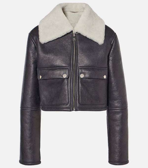  Dolce&gabbana Dolce&gabbana Shearling-trimmed Cropped Leather Jacket 