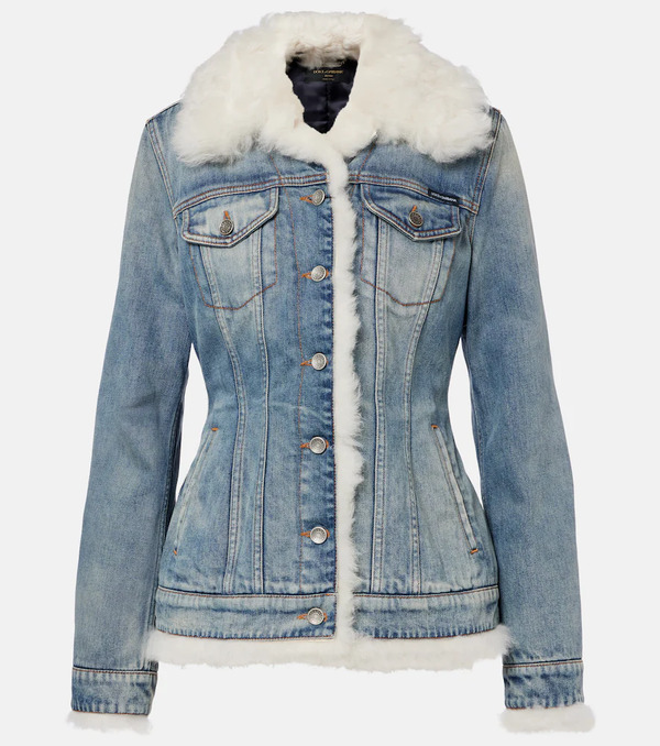  Dolce&gabbana Dolce&gabbana Shearling-trimmed Denim Jacket 