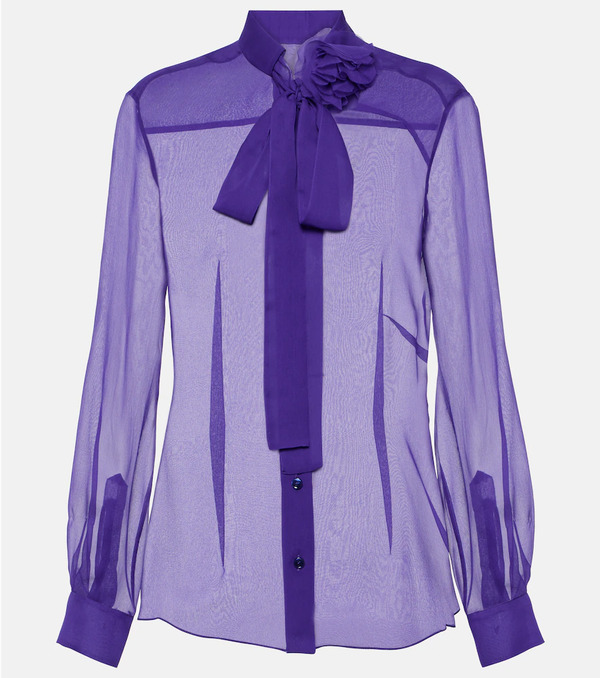  Dolce&gabbana Dolce&gabbana Tie-neck Silk Chiffon Blouse 
