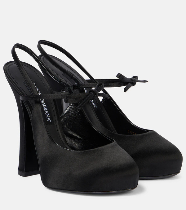  Dolce&gabbana Dolce&gabbana Vally Satin Slingback Platform Pumps 