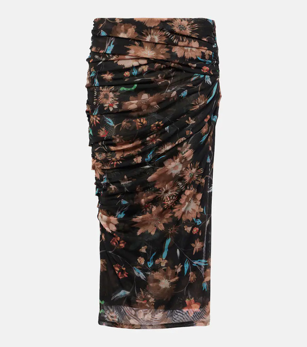  Dorothee Schumacher Dorothee Schumacher Sheer Flowers Floral Draped Midi Skirt 