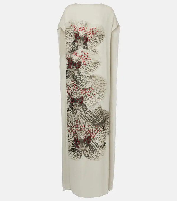  Dries Van Noten Dries Van Noten Beaded Printed Silk Georgette Gown 