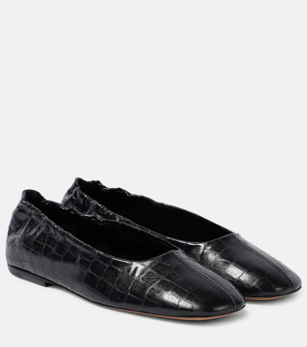  Dries Van Noten Dries Van Noten Croc-effect Leather Ballet Flats 
