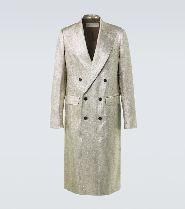  Dries Van Noten Dries Van Noten Double-breasted Lame Coat 