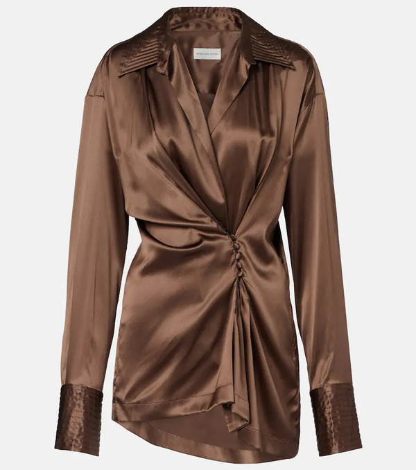  Dries Van Noten Dries Van Noten Draped Silk-blend Shirt 