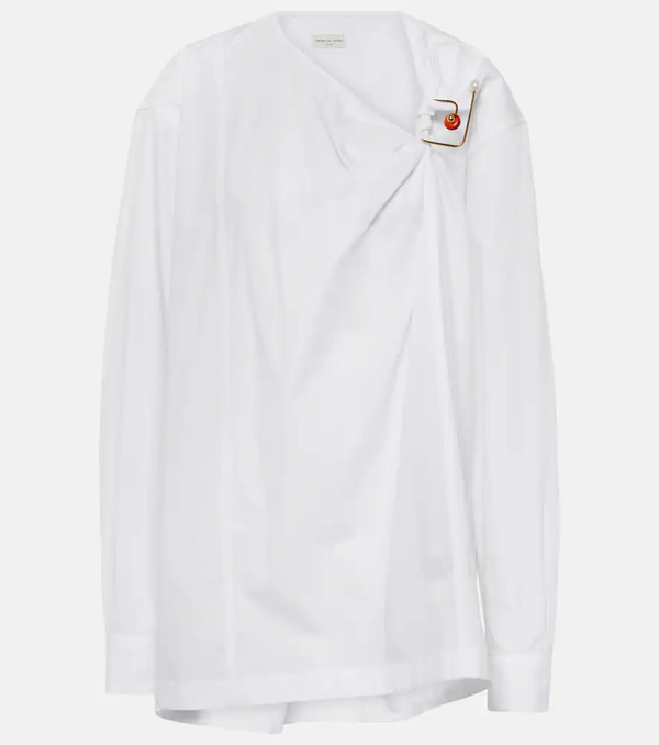  Dries Van Noten Dries Van Noten Embellished Cotton Poplin Blouse 