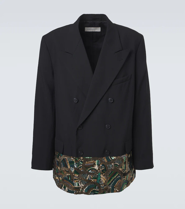  Dries Van Noten Dries Van Noten Embellished Double-breasted Wool Blazer 