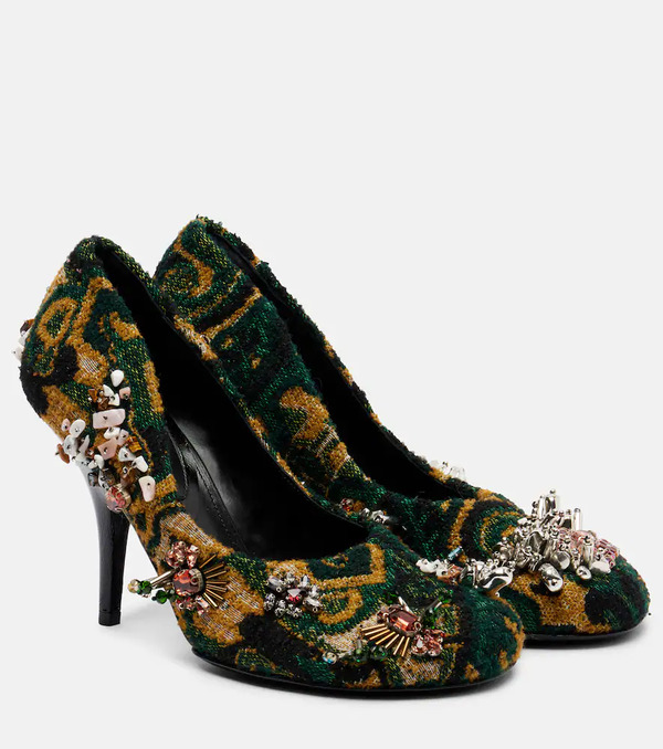  Dries Van Noten Dries Van Noten Embellished Jacquard Pumps 