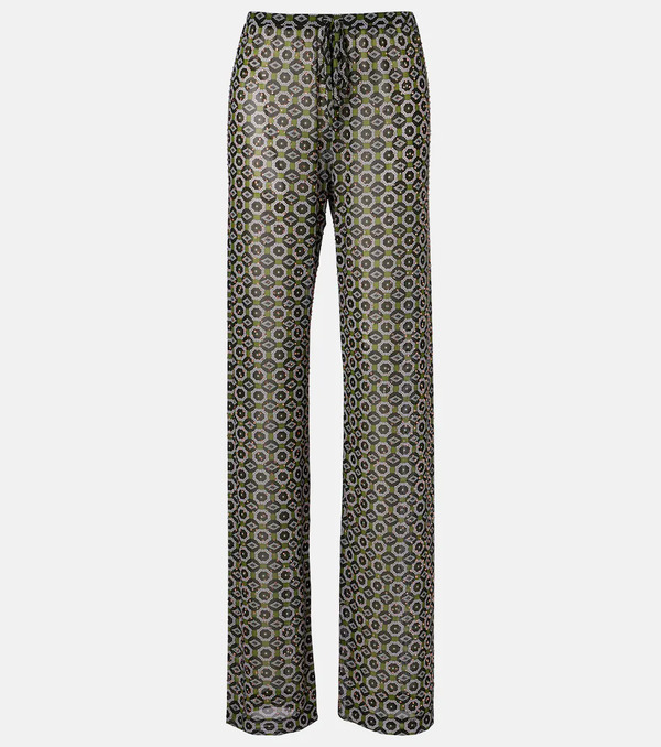  Dries Van Noten Dries Van Noten Embellished Printed Sheer Jersey Pants 