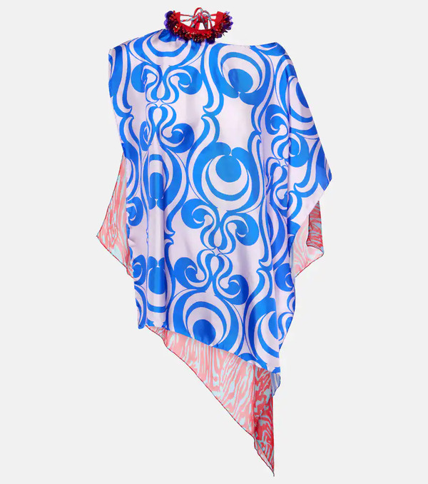  Dries Van Noten Dries Van Noten Embellished Printed Silk-blend Blouse 