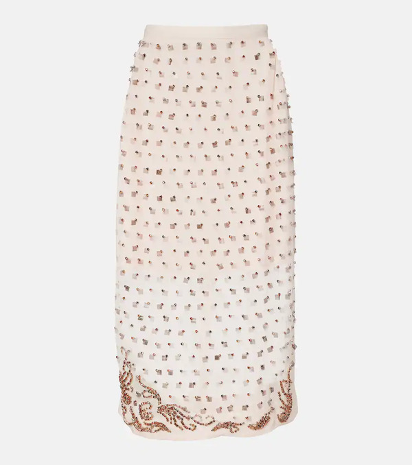  Dries Van Noten Dries Van Noten Embellished Sheer Midi Skirt 
