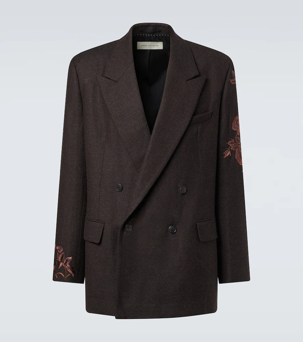  Dries Van Noten Dries Van Noten Embroidered Wool Flannel Blazer 