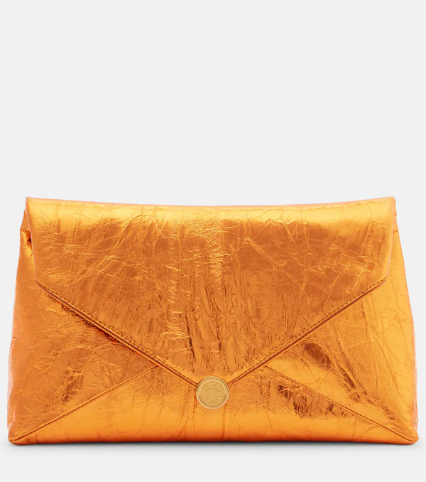  Dries Van Noten Dries Van Noten Envelope Medium Metallic Leather Clutch 