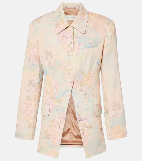  Dries Van Noten Dries Van Noten Floral Linen-blend Jacquard Blazer 