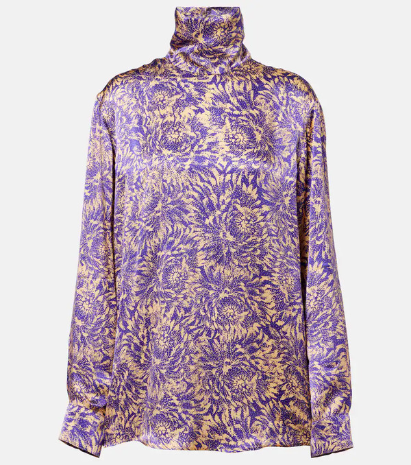  Dries Van Noten Dries Van Noten Floral Silk Satin Blouse 