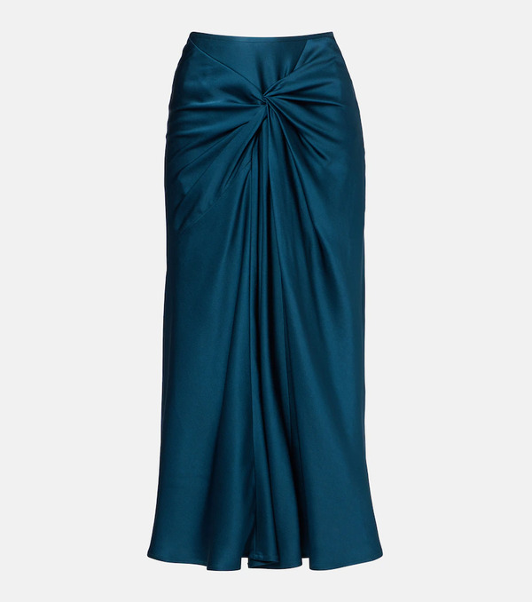  Dries Van Noten Dries Van Noten Gathered Satin Midi Skirt 