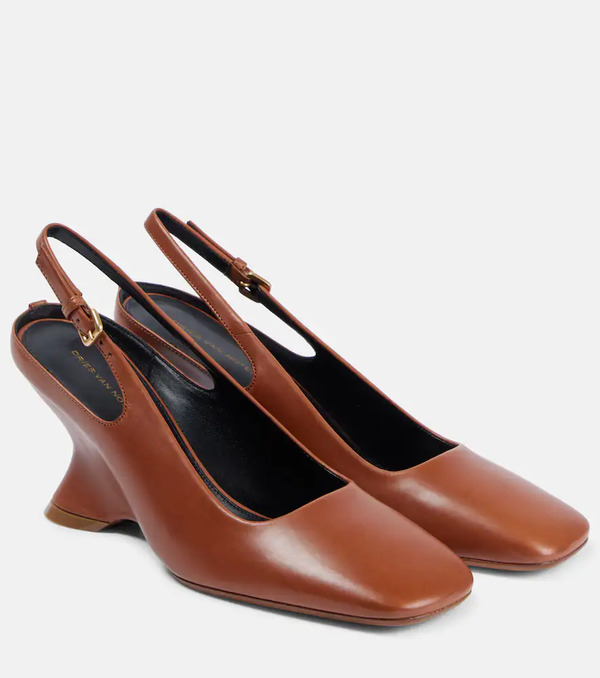  Dries Van Noten Dries Van Noten Leather Slingback Pumps 