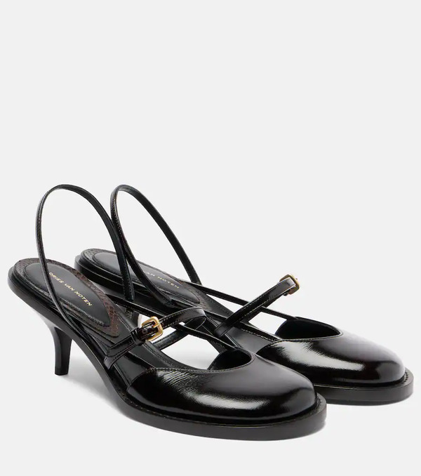  Dries Van Noten Dries Van Noten Leather Slingback Pumps 