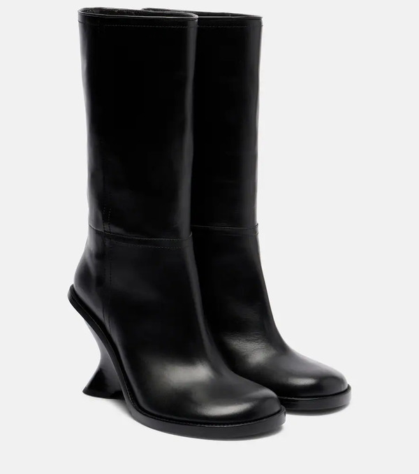  Dries Van Noten Dries Van Noten 95 Leather Wedge Knee-high Boots 