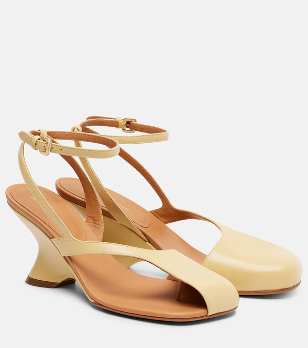  Dries Van Noten Dries Van Noten 75 Leather Wedge Sandals 