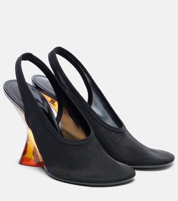  Dries Van Noten Dries Van Noten Mesh Wedge Slingback Pumps 