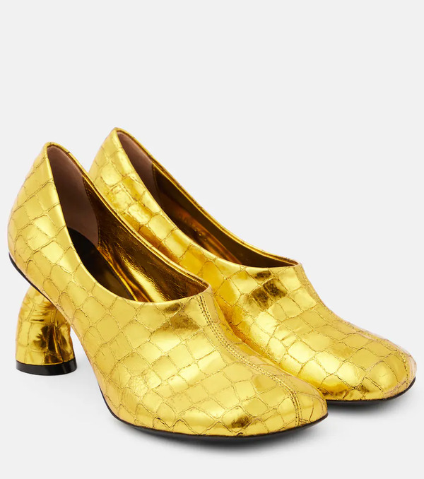 Dries Van Noten Dries Van Noten 75 Metallic Leather Pumps 