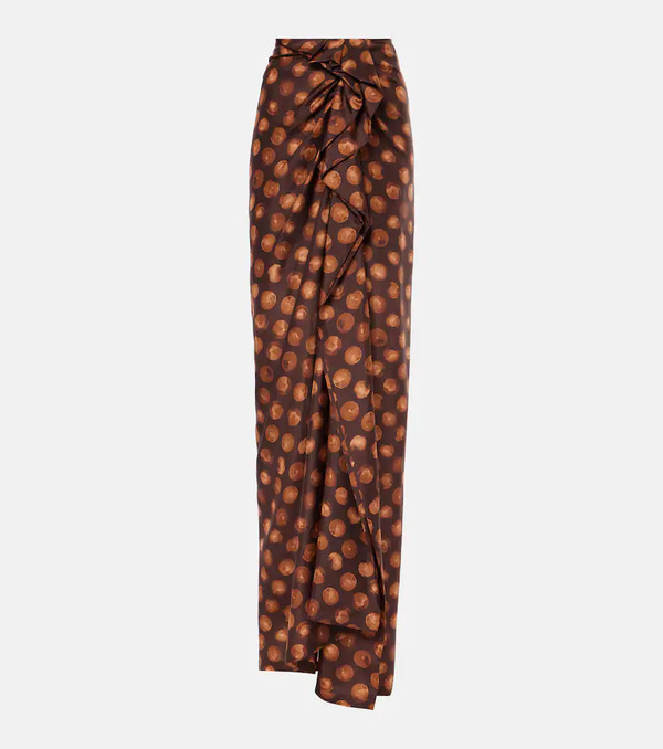  Dries Van Noten Dries Van Noten Polka-dot Gathered Silk Maxi Skirt 