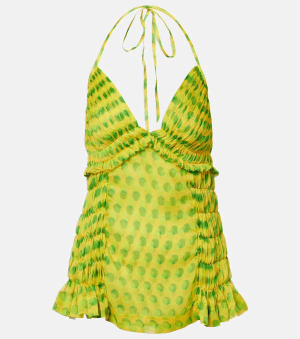  Dries Van Noten Dries Van Noten Polka-dot Halterneck Silk Top 