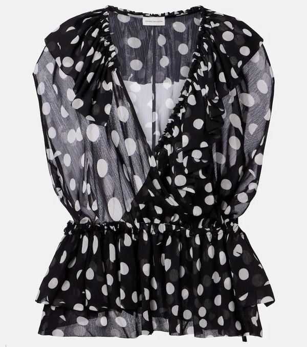  Dries Van Noten Dries Van Noten Polka-dot Ruffled Top 