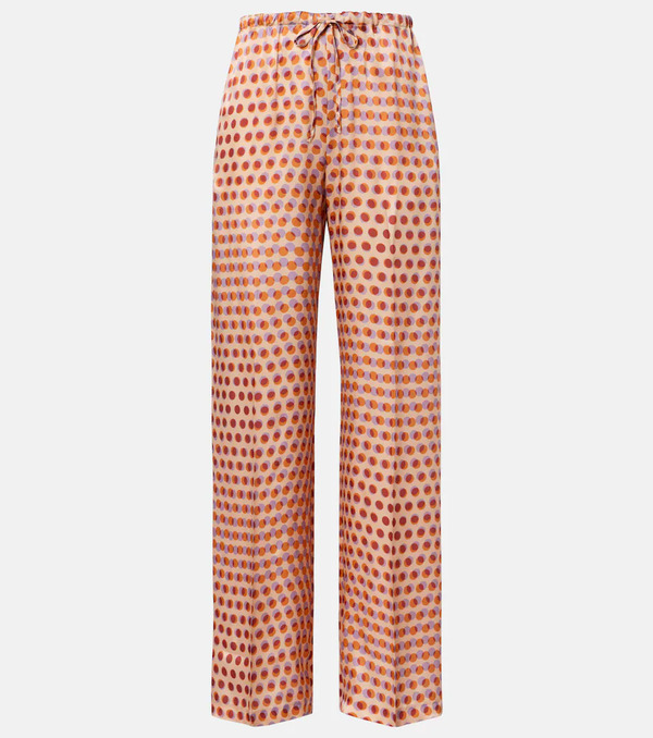  Dries Van Noten Dries Van Noten Polka-dot Silk Wide-leg Pants 