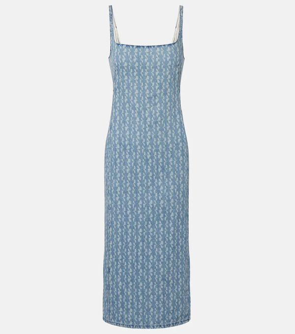  Dries Van Noten Dries Van Noten Printed Denim Midi Dress 