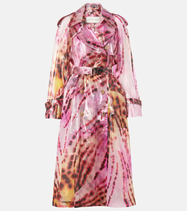  Dries Van Noten Dries Van Noten Printed Double-breasted Trench Coat 