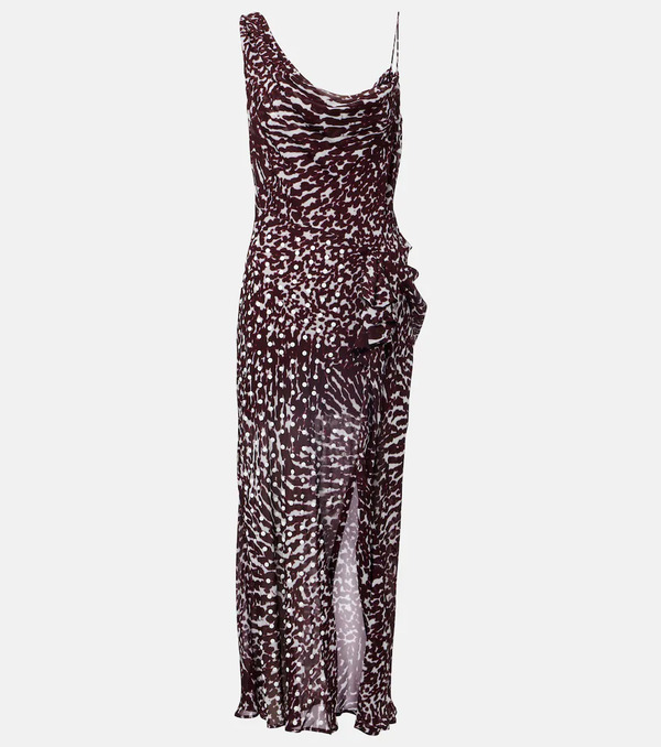  Dries Van Noten Dries Van Noten Printed Draped One-shoulder Midi Dress 
